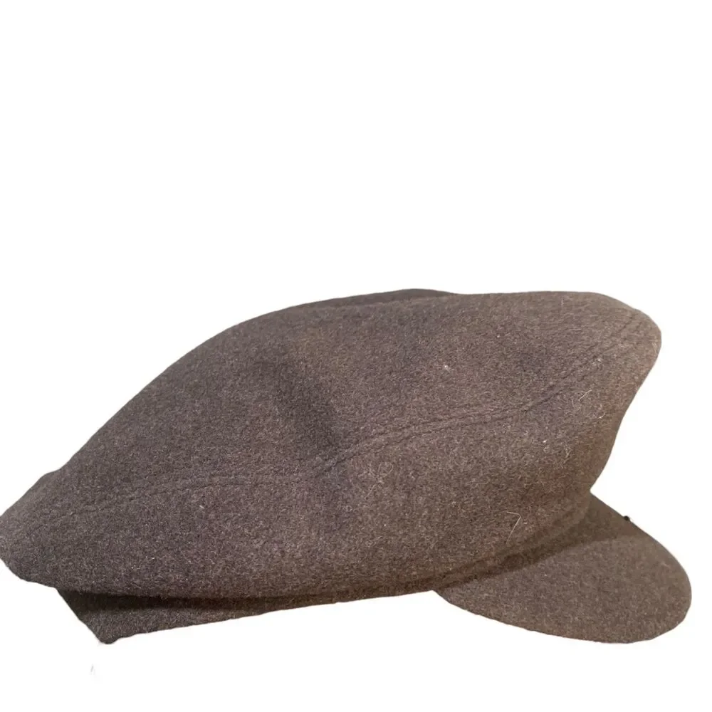 Vintage John Lewis Chocolate Brown Wool Newsboy Cabbie Hat M Classic Italy